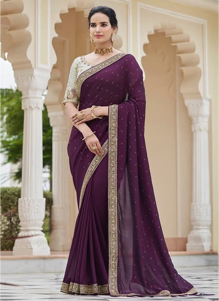 Purple Colour Aavsar vol 1 Khushboo New Latest Designer Heavy Vichitra Saree Collection 5418